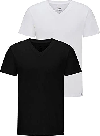 Lee V-Neck 2er-Pack T-Shirt kurzarm schwarz (Herren)