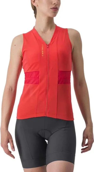 Castelli Anima 4 Trikot ärmellos hibiscus/soft orange (Damen)