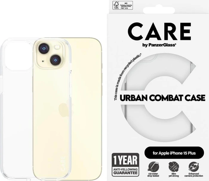 PanzerGlass Care Flagship Case Urban Combat für Apple iPhone 15 Plus transparent