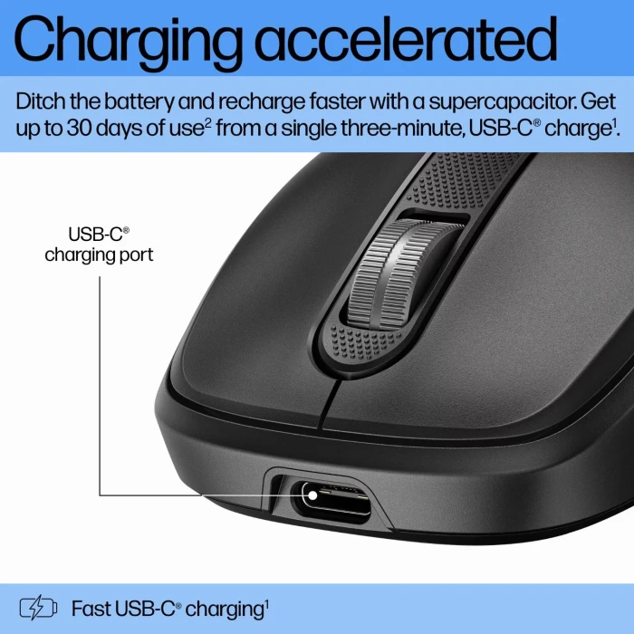HP 515 Ultra-Fast Rechargeable Wireless Mouse, schwarz, USB