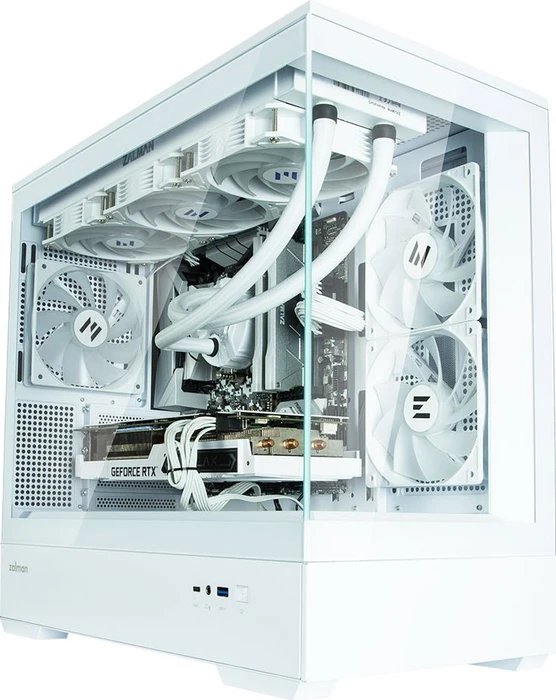 Zalman P30 White, weiß, Glasfenster