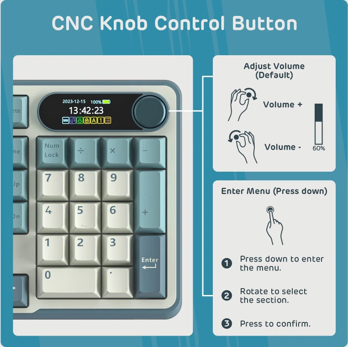 RK Royal Kludge S98, Sky Blue, 96%, hot-swap, RK Linear Cream, USB/Bluetooth, US