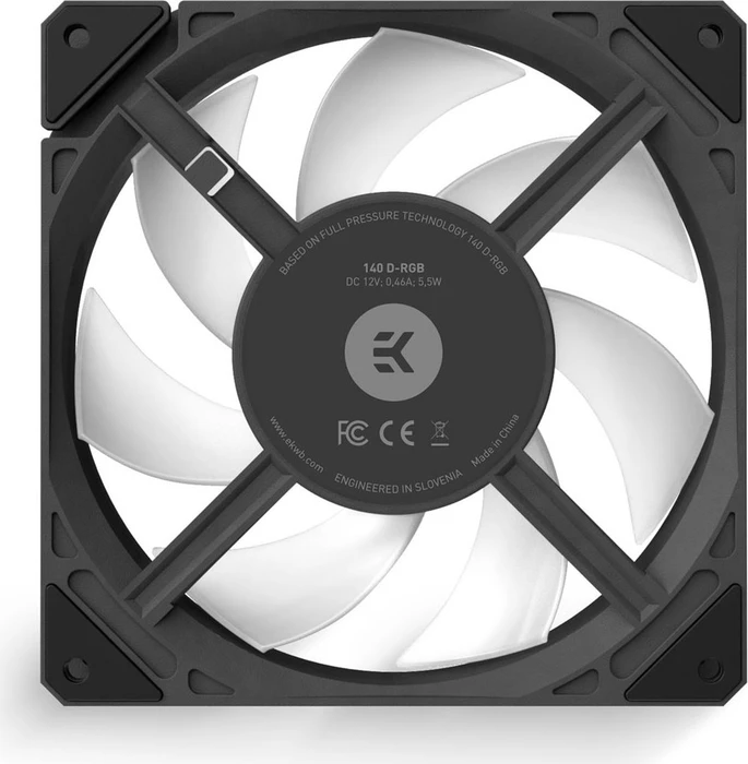 EK Water Blocks EK-Loop Fan FPT 140 D-RGB, Black, 600-2000rpm, LED-Steuerung, 140mm