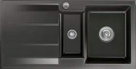 systemceram Genea 100 F Einbau Becken reversibel mit Ablauffernbedienung nero