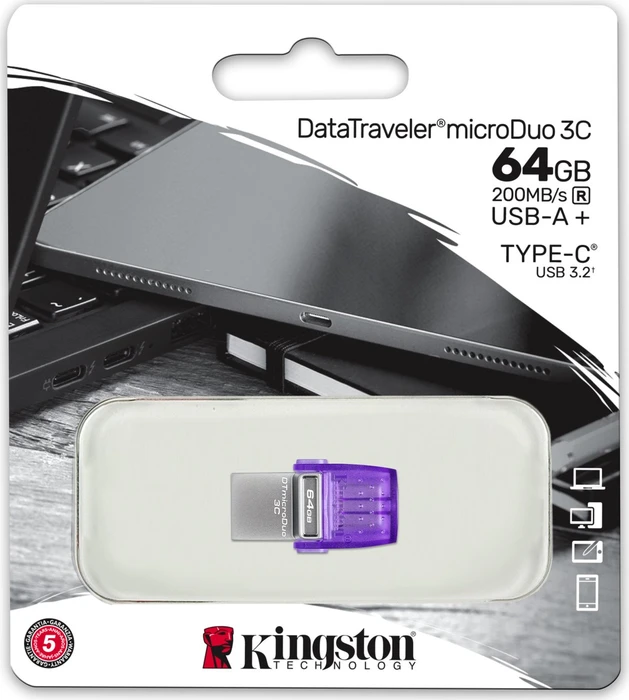 Kingston DataTraveler microDuo 3C G3 64GB, USB-A + USB-C, USB 3.2 Gen 1×1
