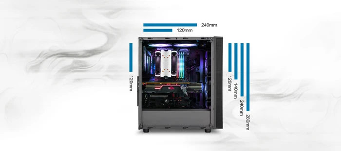 SilverStone Fara R1 Rainbow, schwarz, Glasfenster