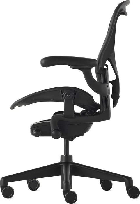 Herman Miller Aeron remastered Bürostuhl, Onyx schwarz, Größe B, Armlehnen Vinyl, Fußkreuz/Mechanik Kunststoff schwarz