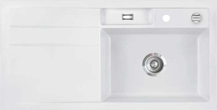 systemceram Bela 100 Einbau Becken rechts mit Ablauffernbedienung satin