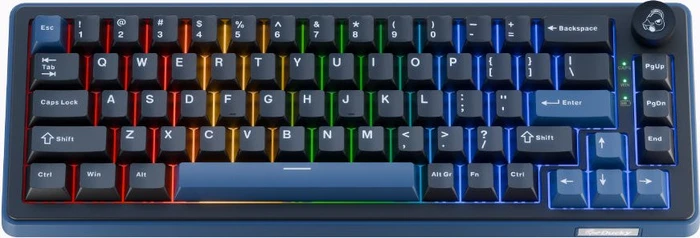 Ducky OK-M-65, Black and Blue, KKT Baby Blue Tactile, USB/Bluetooth, DE