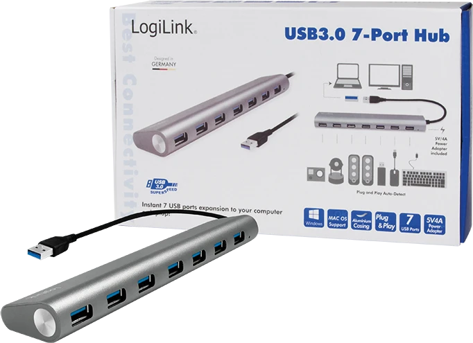 LogiLink USB-Hub, 7x USB-A 3.0, USB-A 3.0 [Stecker]