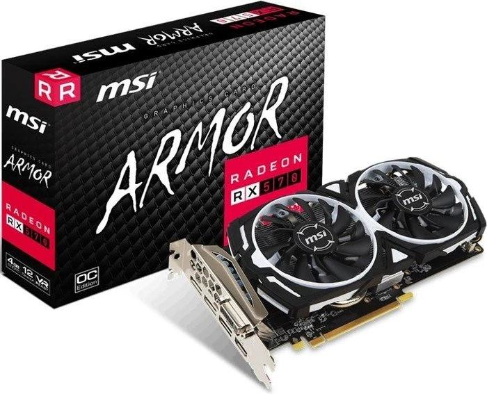 MSI Radeon RX 570 Armor 4G OC, 4GB GDDR5, DVI, HDMI, 3x DP
