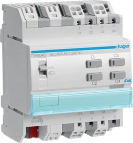 Hager KNX Schalt-/Jalousieaktor 4/2-fach 16A, 4TE REG, Schaltaktor (TYA604C)