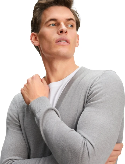 Falke Basic Apparel Cardigan V-Ausschnitt Strickjacke light grey (Herren)