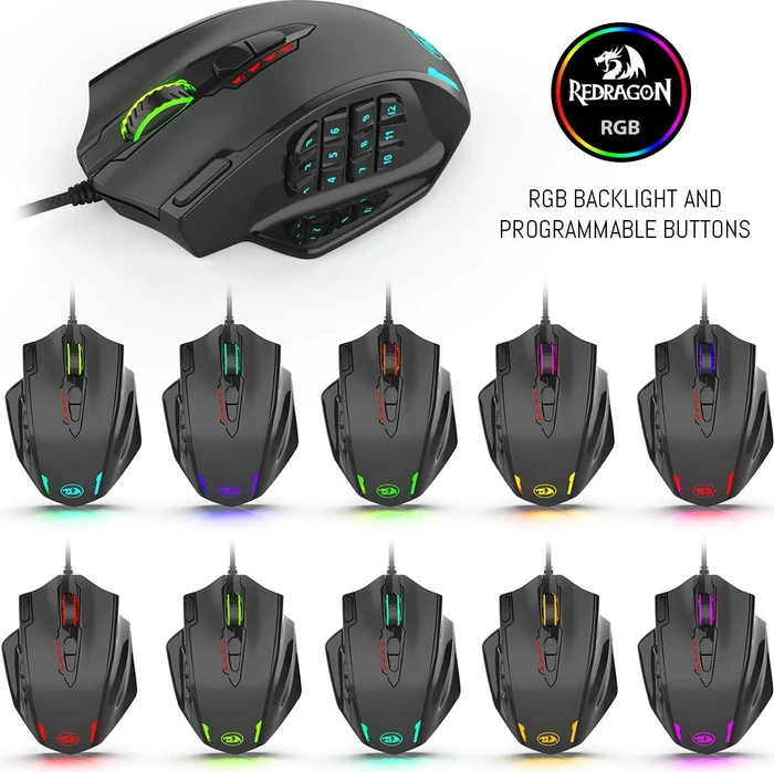 Redragon M908 Impact RGB MMO schwarz, USB