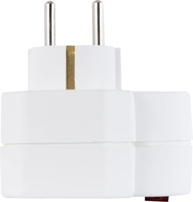 REV Ritter Adapterstecker mit Schalter, 3-fach, 2x Euro, 1x Schuko, weiß