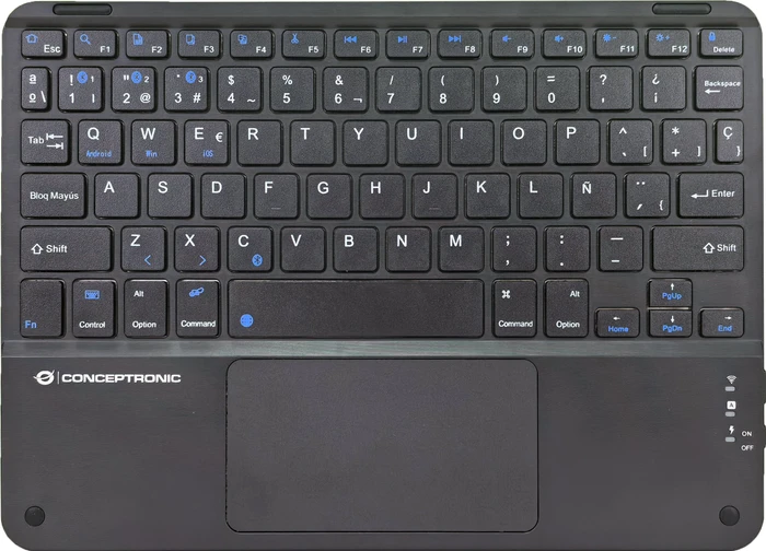 Conceptronic TOBIN01BES 10-Zoll-Bluetooth-Tastatur mit Touchpad, Bluetooth, ES