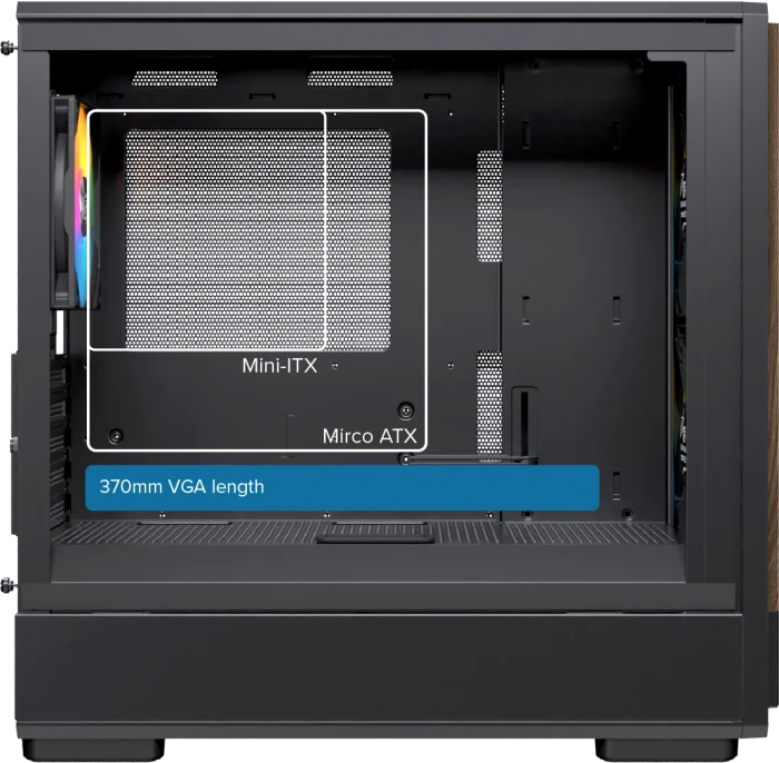 Einarex Pulse PM400 RGB Black, schwarz/braun, Glasfenster