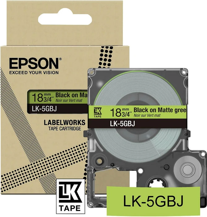 Epson LK-5GBJ Beschriftungsband, 18mm, schwarz/mattgrün