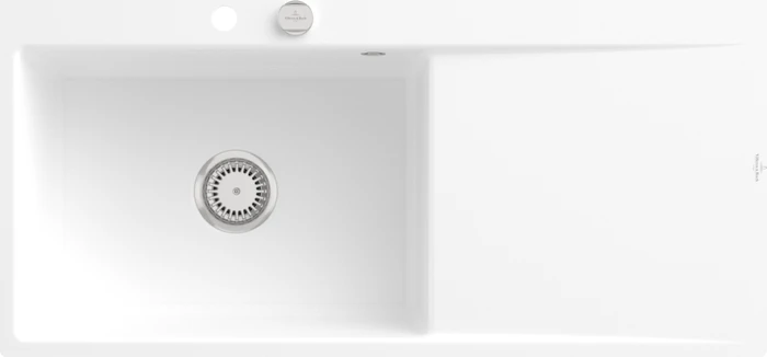 Villeroy & Boch Subway Style 60 flat flächenbündig Becken links mit Ablauffernbedienung stone white