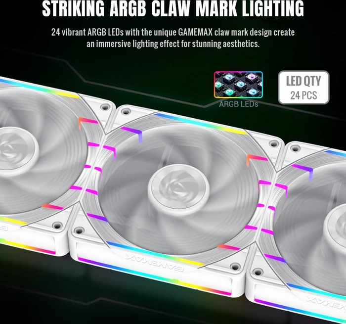 GameMax Tornado T12 ARGB-W, weiß, 120mm