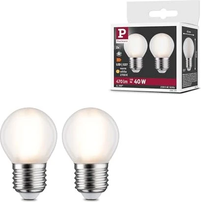 Paulmann Filament LED Tropfen E27 5W/827 matt, 2 Stück