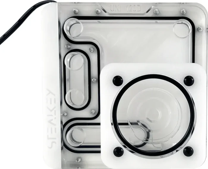 Stealkey Customs UNI 120D Distro-Plate White Edition, Verteilerplatte inkl. D5/DDC Adapter