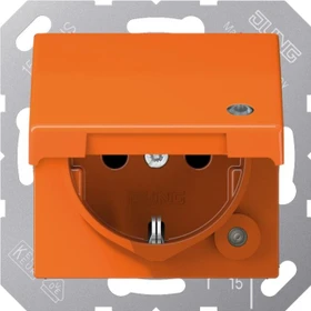 Jung Serie A Steckdose mit Klappdeckel, Funktionsanzeige, orange