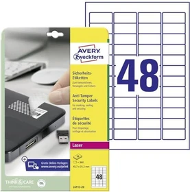 Avery-Zweckform Sicherheitsetiketten, 45.7x21.2mm, weiß, 20 Blatt (960 Etiketten)