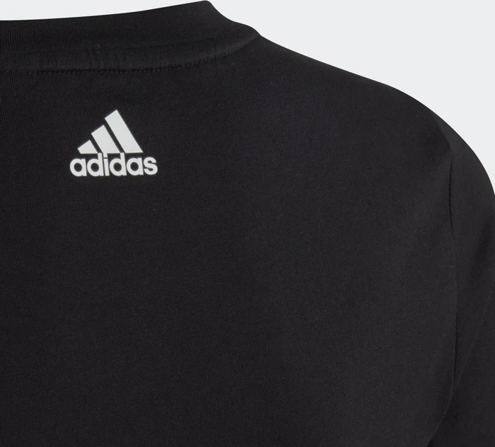 adidas Essentials Linear Logo Cotton Slim Fit T-Shirt kurzarm schwarz/weiß (Junior)