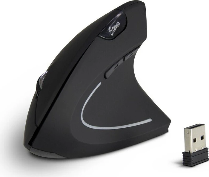 Inter-Tech Eterno KM-206R kabellose ergonomische Vertikal-Maus für Rechshänder schwarz, USB