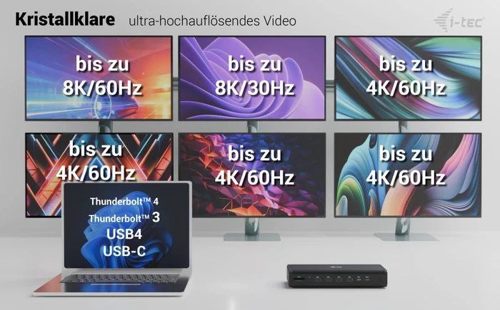 i-tec Universal 6x 4K/60Hz Display Docking Station + Power Delivery 140W, USB-C 3.1 [Buchse]