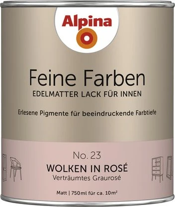 Alpina Farben Feine Farben Lack No. 23 Wolken in Rosé innen graurosé edelmatt, 750ml
