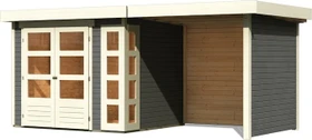 Karibu Kerko 3 Gartenhaus inkl. Anbau + Rück- und Seitenwand 2.4m terragrau