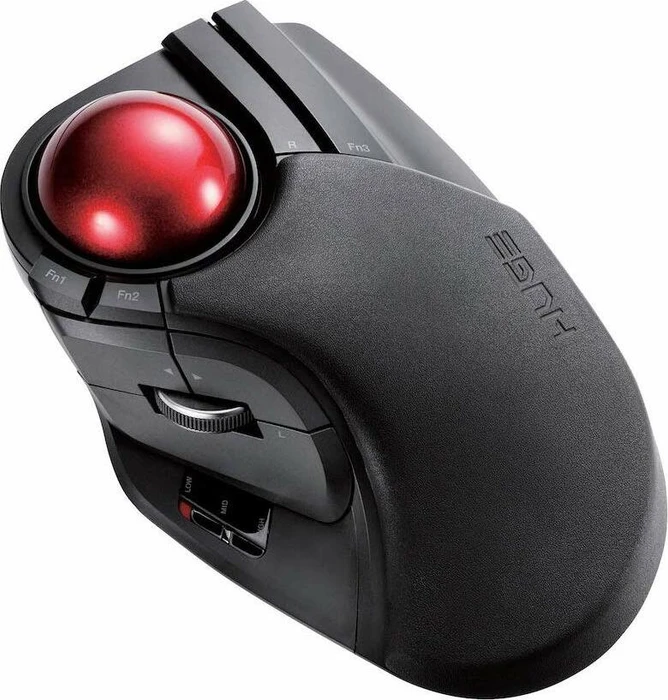 Elecom HUGE M-HT1DRBK Wireless Trackball schwarz/rote Kugel, Rechtshänder