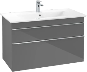 Villeroy & Boch Venticello Waschbeckenunterschrank für Becken mittig 2 Auszüge 953x590x477mm glossy grey/chrome
