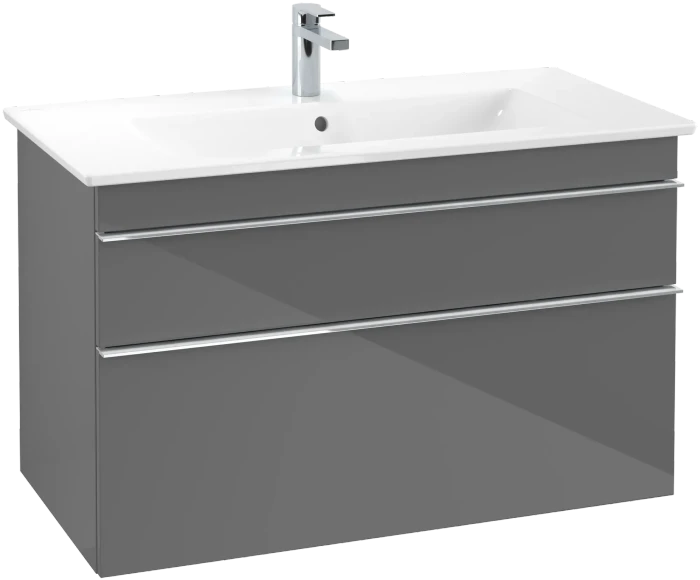 Villeroy & Boch Venticello Waschbeckenunterschrank für Becken mittig 2 Auszüge 953x590x477mm glossy grey/chrome