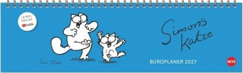 Heye Tischkalender 1 Woche/1 Seite 2026, 325x93mm quer, Simons Cat, 56 Blatt