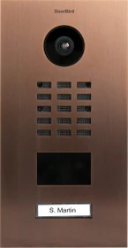 DoorBird D2101V IP Video Türstation mit 1 Ruftaste, Edelstahl V4A, gebürstet, Bronze-Optik, inkl. Unterputzgehäuse