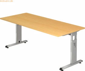Hammerbacher Ergonomic O-Serie OS19/6 Schreibtisch 180x80cm Buche/silber