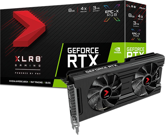 PNY GeForce RTX 3050 XLR8 Gaming Revel Epic-X RGB Dual Fan, 8GB GDDR6, HDMI, 3x DP