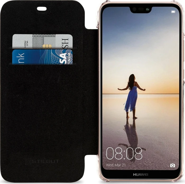 Stilgut Book Type NFC/RFID Blocking Cover für Huawei P20 Lite schwarz