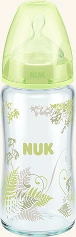 NUK First Choice Glas-Trinkflasche Silikon, 0+M, 240ml