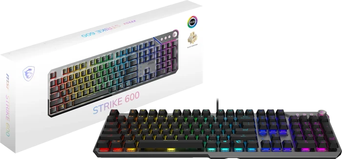 MSI STRIKE 600 Silent Gaming Keyboard, LEDs RGB, Kailh Midnight Pro Silent Tactile, USB, FR