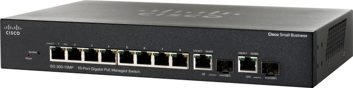 Cisco SG300 Desktop Gigabit Managed Switch, 8x RJ-45, 2x RJ-45/SFP, 124W PoE