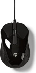 Nedis Optical Mouse mit gummierten Seiten, schwarz, USB