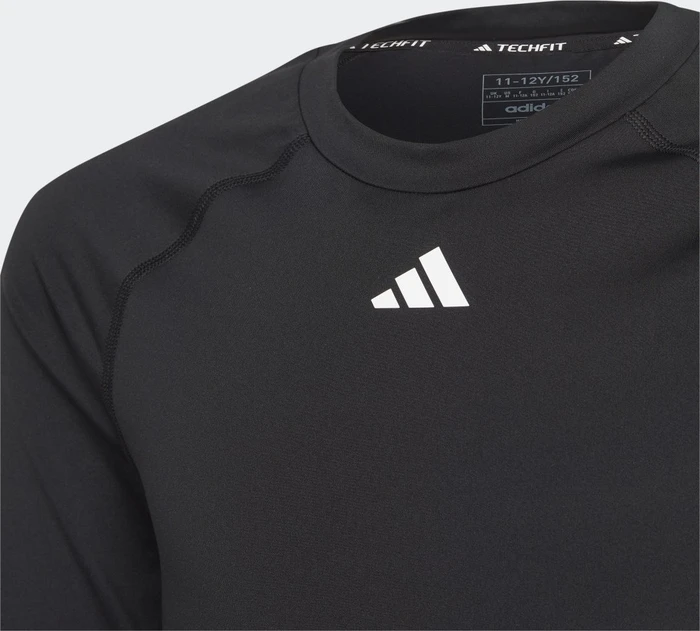 adidas Aeroready Techfit Kompressionsshirt langarm schwarz/weiß (Junior)