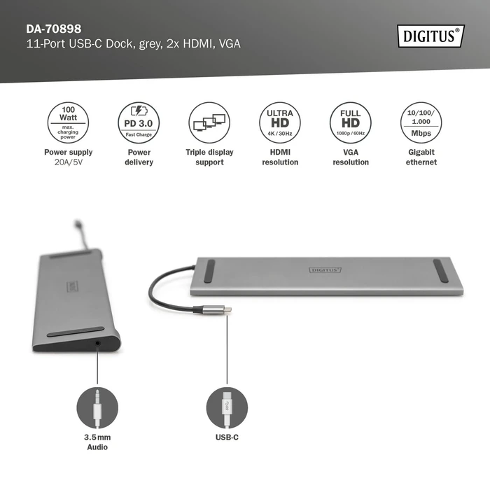 Digitus 11-Port USB-C Dock, USB-C 3.0 [Stecker]