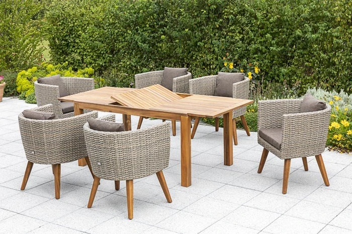 Gartenmöbel-Set beige, 7-tlg.