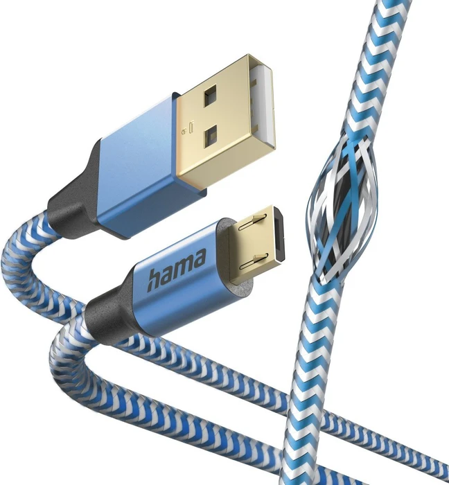Hama Ladekabel Reflective USB-A/Micro-USB 1.5m Nylon blau