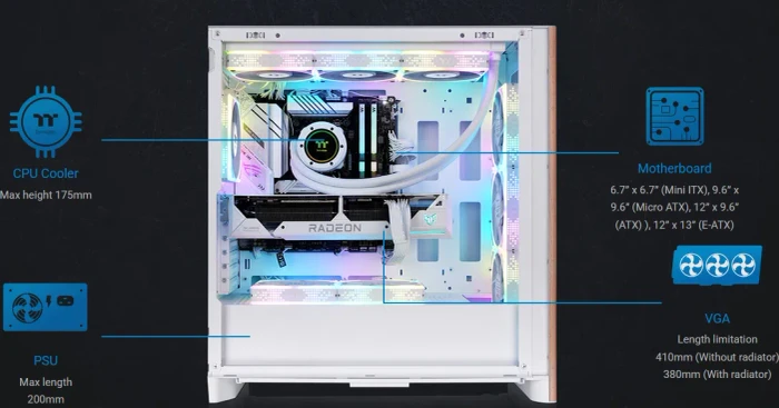 Thermaltake S370 WS Snow, weiß/braun, Glasfenster